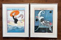 Both framed Vogue cover prints side by side