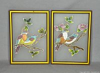 Both stained glass bird panels front view