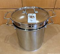 Overall view of multi-pot with lid attached