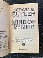 Signed title page of Mind of My Mind by Octavia E. Butler