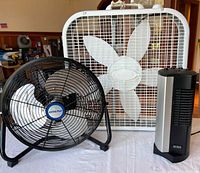 Front view of three fans side by side
