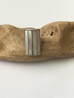 Front view of ring showing vertical mother-of-pearl inlay panel