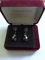 Earrings inside burgundy velvet Camrose & Kross box