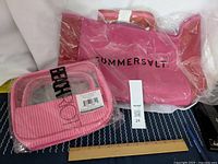 Pink neoprene carry case branded SUMMERSALT wrapped in plastic alongside a ruler for scale.