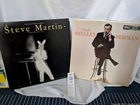 Overview of both vinyl album covers: Steve Martin "A Wild and Crazy Guy" and Shelley Berman "Inside Shelley Berman."
