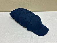 stack of ten navy caps