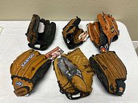 All six gloves laid out on table