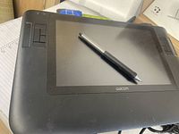 Tablet front with stylus on screen