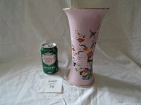 Front view of vase with floral and bird design