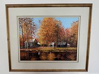 Full view of framed painting with mat and frame