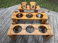 All three wooden plant stands and two planter boxes on deck