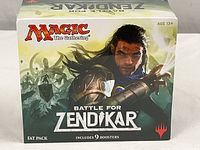 Front image of the sealed Battle for Zendikar Fat Pack box with clear visible artwork and branding.