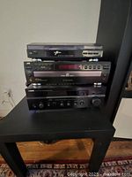 Stacked view of CD changer and receiver