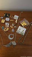 All jewelry pieces laid out to show quantity and variety