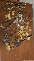 Wide view of all jewelry pieces on tabletop