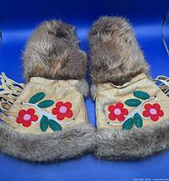 front view showing beadwork and fur trim
