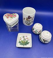 Group shot of all five Portmeirion Botanic Garden pieces