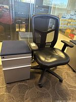 Front view showing chair and file cabinet together