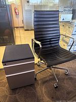 Chair and cabinet side by side showing overall design and scale