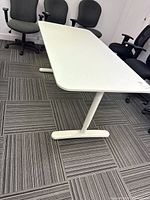 Full view of white Bekant table