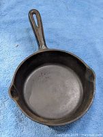 Top view of 6-inch cast iron fry pan