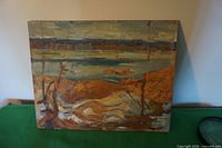 Front view of full painting showing entire composition on wood board