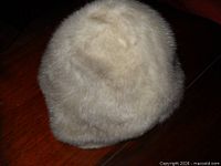 Grey fur hat exterior top view