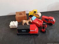 All seven toys arranged together