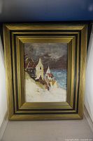 Front view of framed oil painting