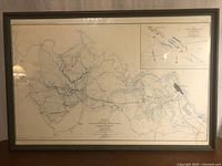 Full view of framed Civil War battle map.