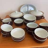 Group shot of all Franciscan serving pieces