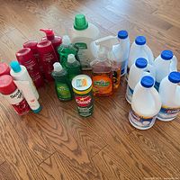 Group shot of all cleaning supplies on floor