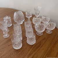 Group of all crystal items on table