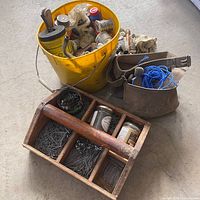 overview of tote, pail and pouch showing contents