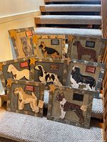 Group shot of eight PetArt plaques on stairs