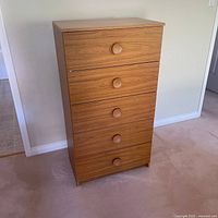 Front view showing full dresser and five drawers