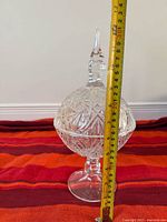 Full view of crystal compote assembled showing overall form and finial