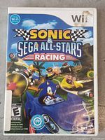 Front cover of Sonic & Sega All-Stars Racing Nintendo Wii game case showing the game title and Sega characters in racing vehicles.