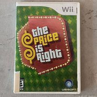 Front cover of 'The Price Is Right' Nintendo Wii game showing the game's title, platform, and Ubisoft branding.