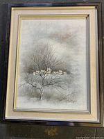 Full view of framed signed oil on canvas painting