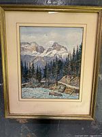 Full view of framed watercolour landscape painting