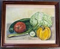 full view of framed watercolour still life