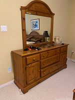 Front view of dresser with mirror attached