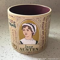 Front view showing Jane Austen portrait and name