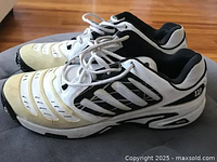 Left side view of both shoes showing overall style, color and condition