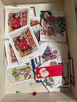 Box of vintage paper Christmas gift tags