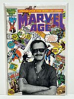 Front cover of Marvel Age #41 comic book showing Stan Lee special issue cover in plastic bag, with various Marvel superheroes and text elements.
