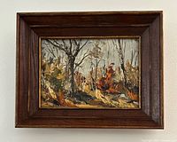 Full front view of framed painting showing entire artwork and frame.