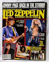 Cover of magazine with photos of Jimmy Page and Robert Plant, headlines about Led Zeppelin history, lyrics, and rumors.