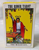 Box for The Rider Tarot card set showing the cover card 'The Magician'.